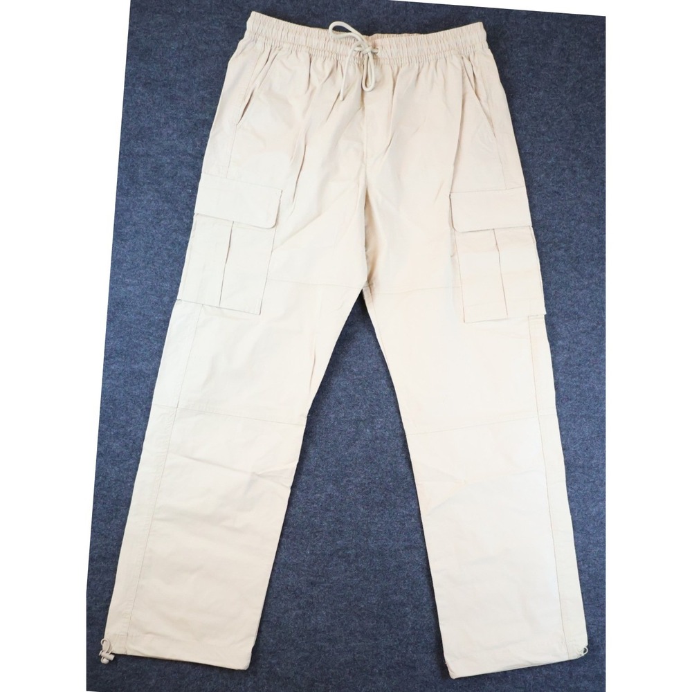CSG Cargo Pants Mens Large Tan Beige Drawstring Relaxed Fit Tactical Utility NWT